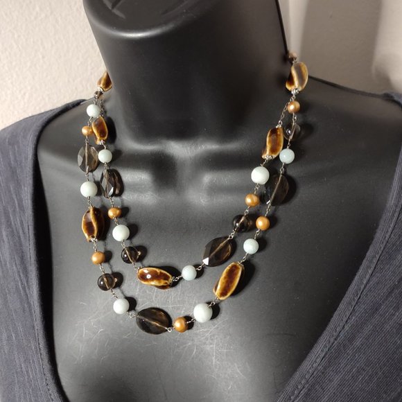 Multicolor Glass And Ceramic Bead Necklace - Picture 4 of 12